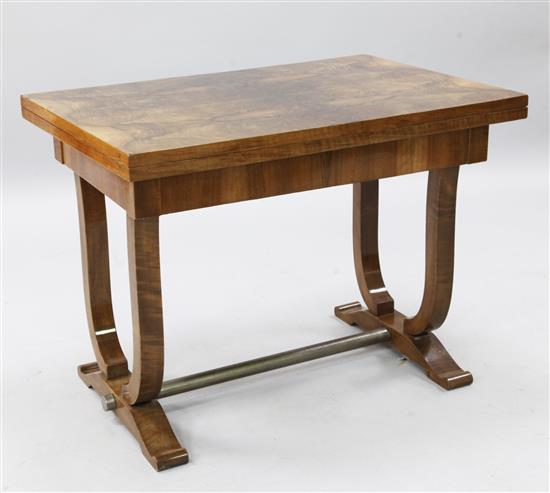 An Art Deco figured walnut folding occasional table, W.3ft D.2ft H.2ft 3in.